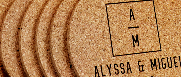 close up of layered cork coasters