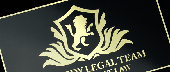 Screen printed color on brass finish metal business card