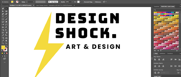 Designer working in Adobe Illustrator on logo design