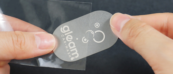 clear plastic sleeve on a quick metal business card