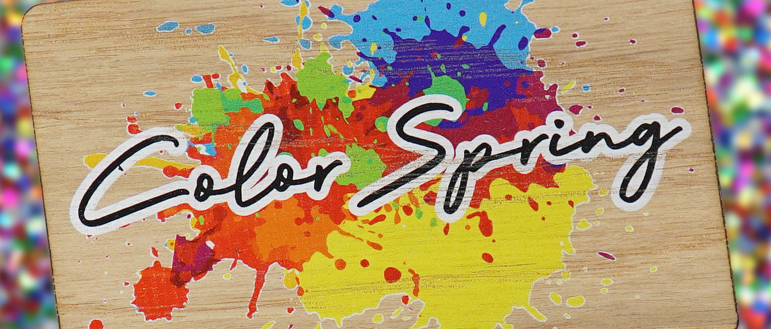 White Oak Wood with COlorful Printing Card