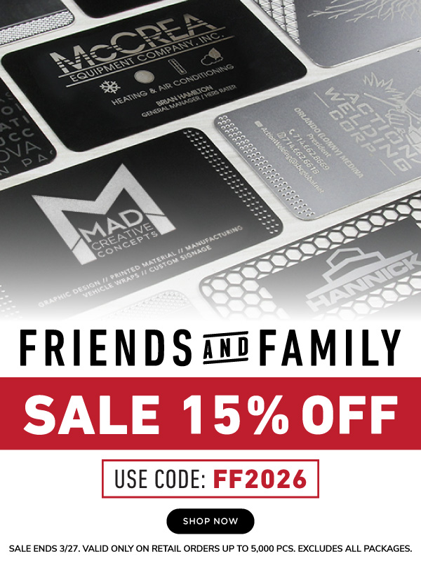 Friends and Family 15 Percent Off Sale