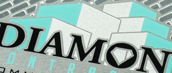 color applied to stainless steel business card by screen printing