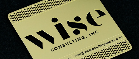 square metal business cards chemically cut and etched