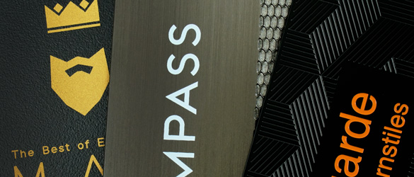 Premium matte black finish metal business card surface