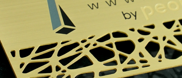 brass finish metal business cards chemically etched and cut