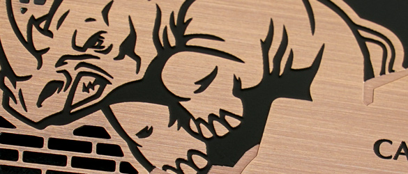 Black screen printing on copper finish metal business card