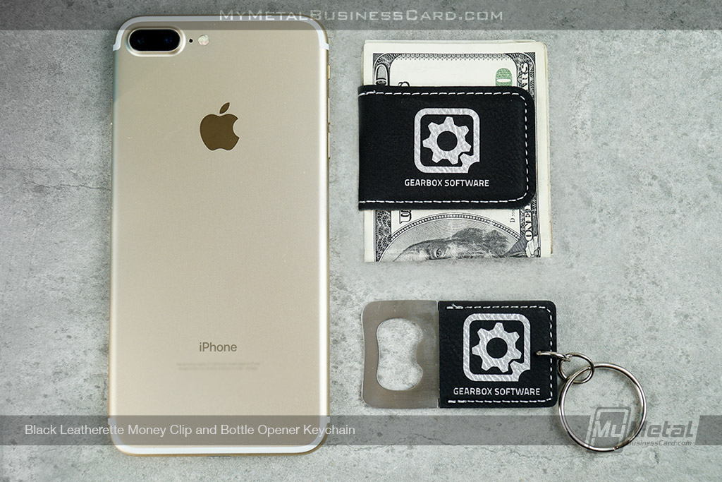 Black-Leatherette-Bottle-Opener-and-Money-Clip-with-Company-Logo